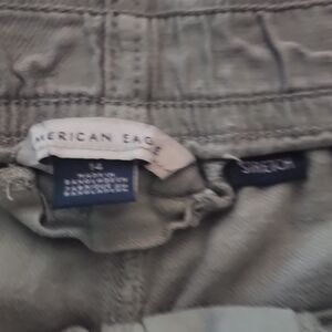 American Eagle Outfitters Women Olive Green- Gray Shorts